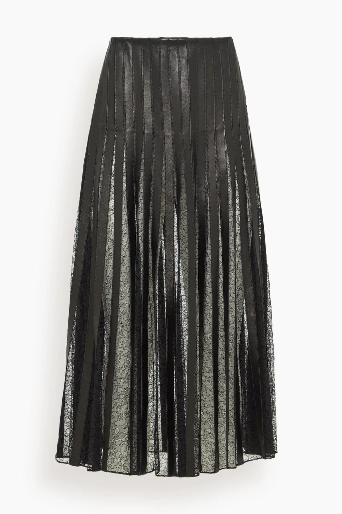 The Alix Skirt with Leather Strip Embroidery in Black - 1