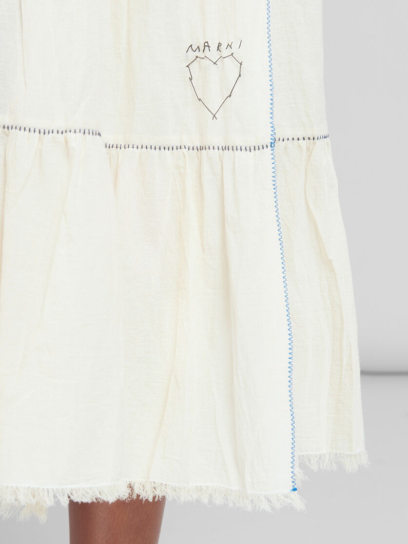 LIGHT BEIGE ORGANIC CHEESECLOTH SKIRT WITH FLOUNCE - 4