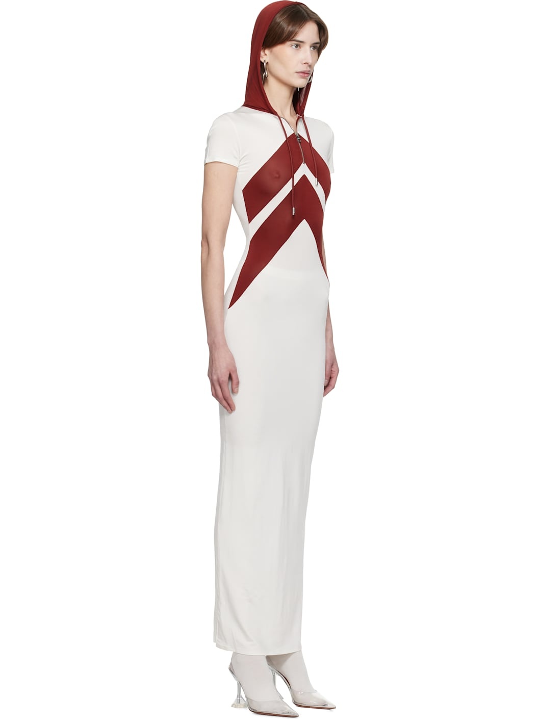White & Burgundy 'The Chevrons' Maxi Dress - 2