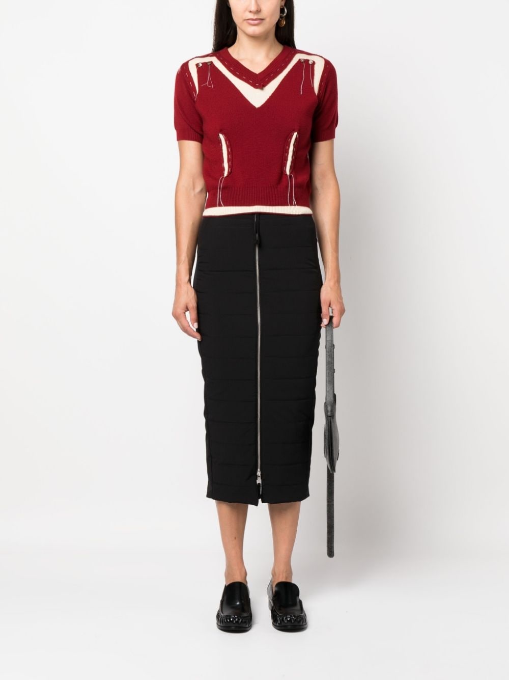 padded zip-up midi skirt - 2