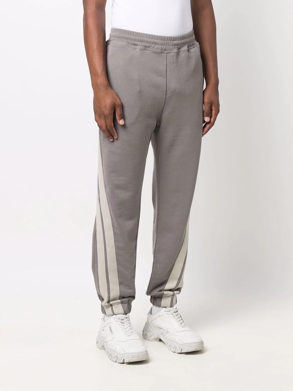 side-stripe cotton track pants - 3