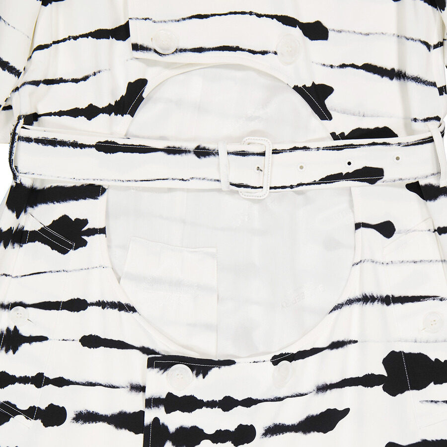 Burberry Ladies Cut-Out Detail Watercolour Print Trench Coat - 8