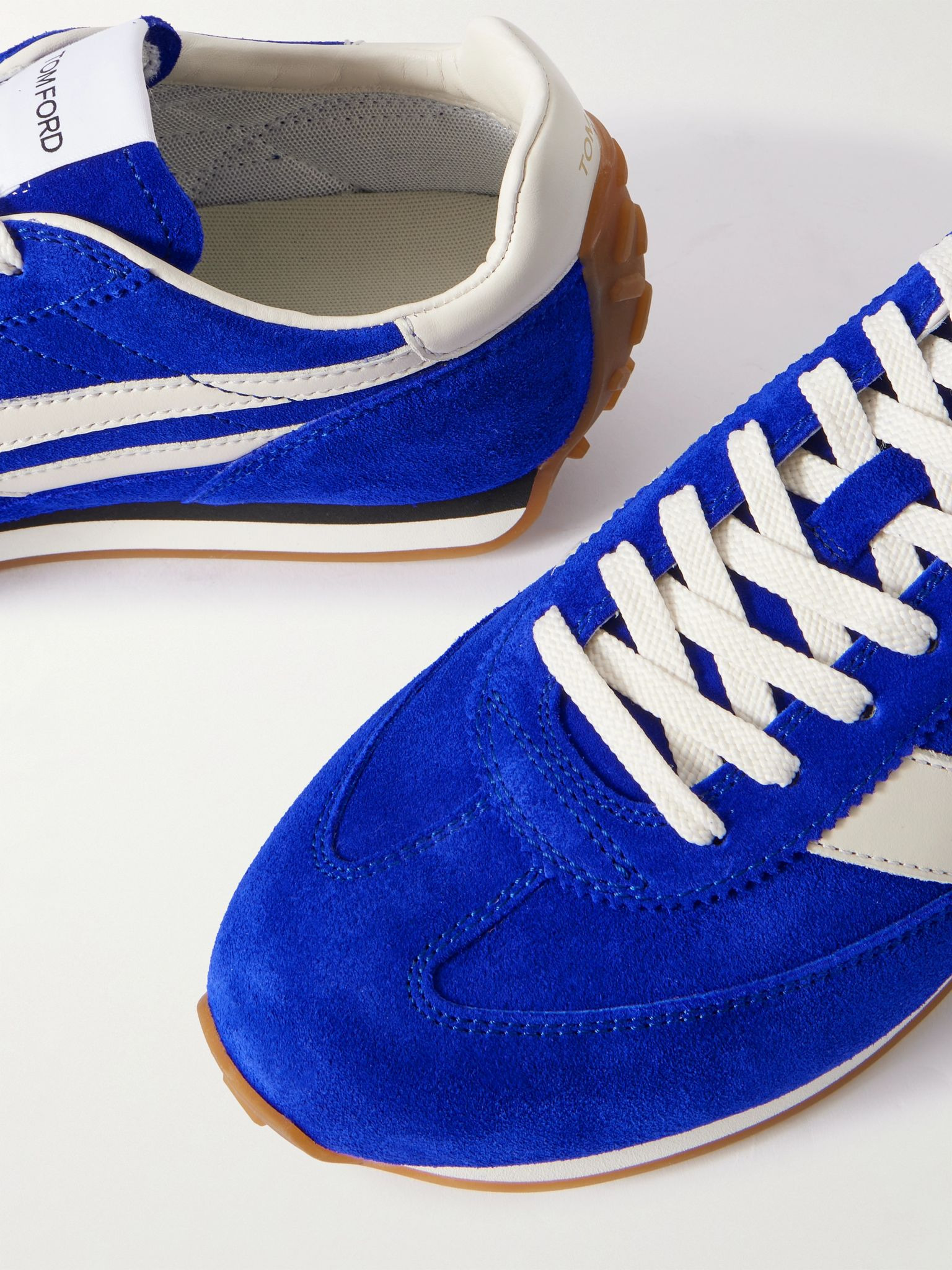 Mick Leather-Trimmed Suede Sneakers Blue - 5