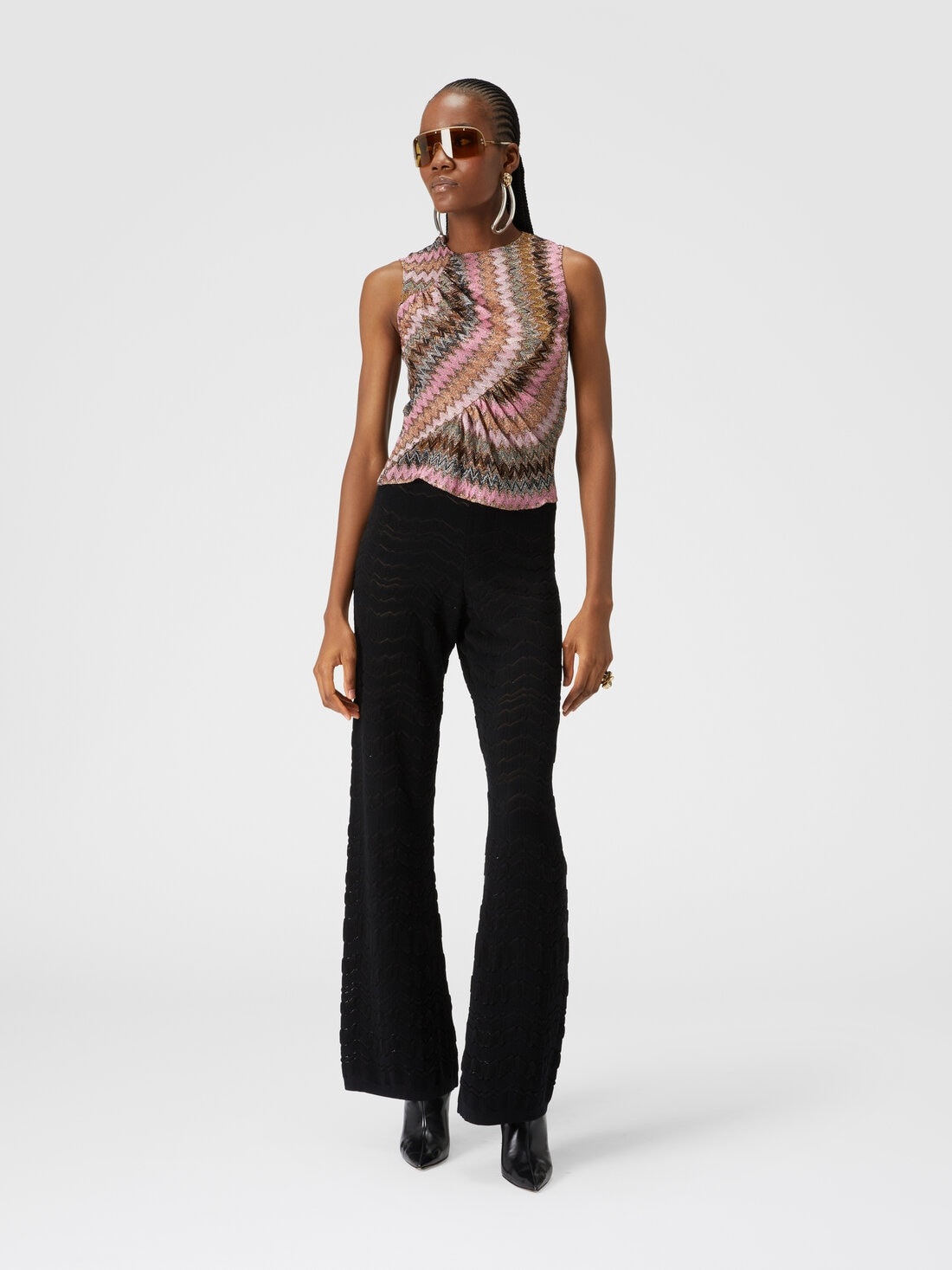 Sleeveless top in zig zag lamé viscose blend - 2