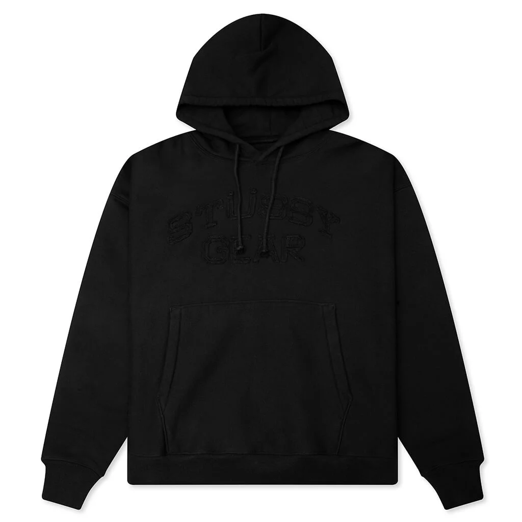 GEAR APPLIQUE HOODIE - BLACK - 1