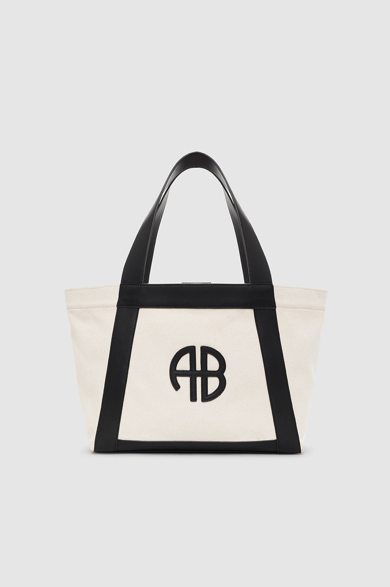 Cara Tote - Natural Canvas With Black 1