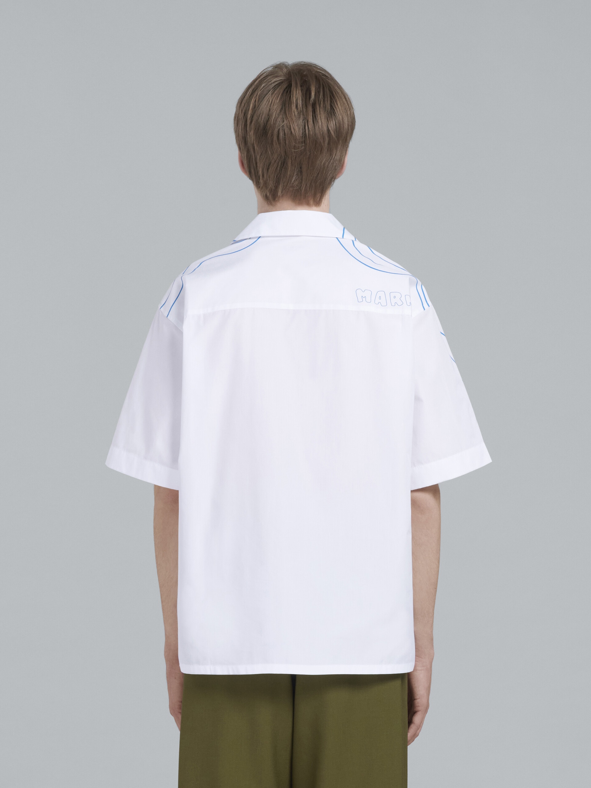 WHITE VIBRATING FLOWER POPLIN BOWLING SHIRT - 3