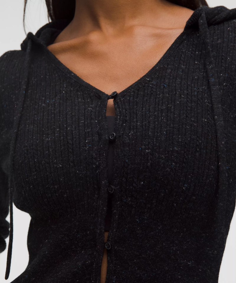 Micro Cable Merino Wool Hooded Cardigan 6