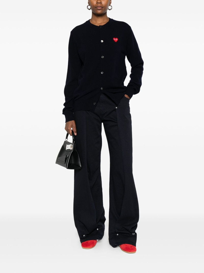 Comme des Garçons PLAY heart-emblem rhinestone-embellishment cardigan outlook