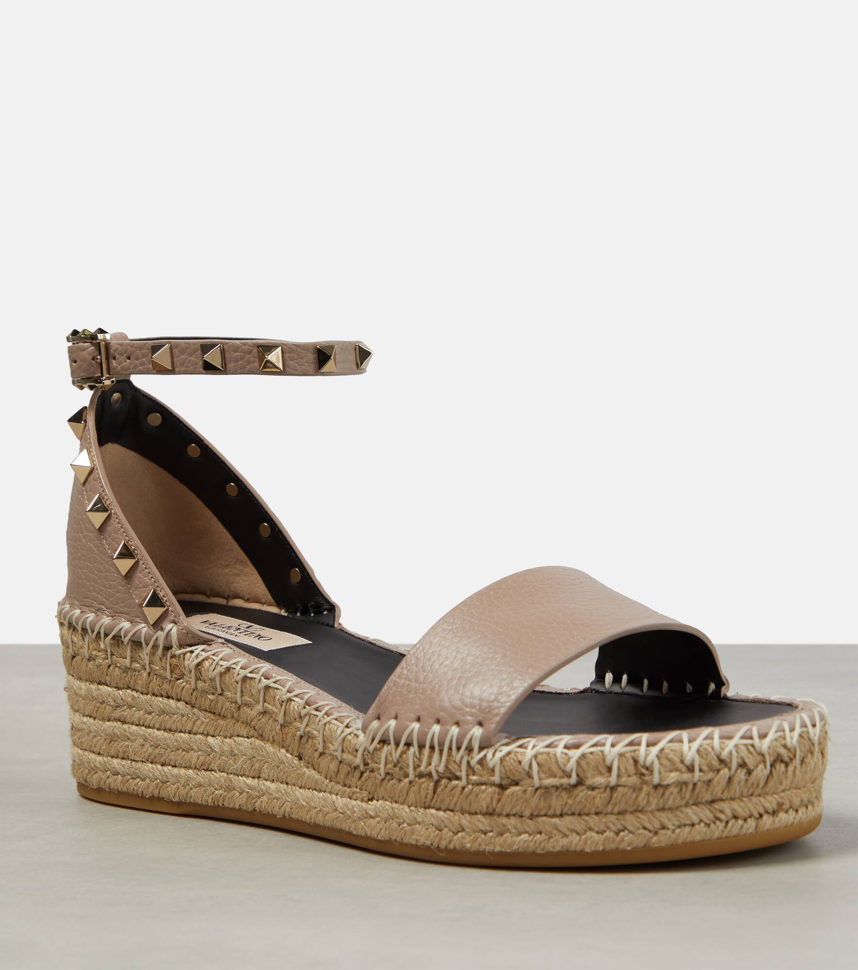 Rockstud leather espadrille wedges - 5