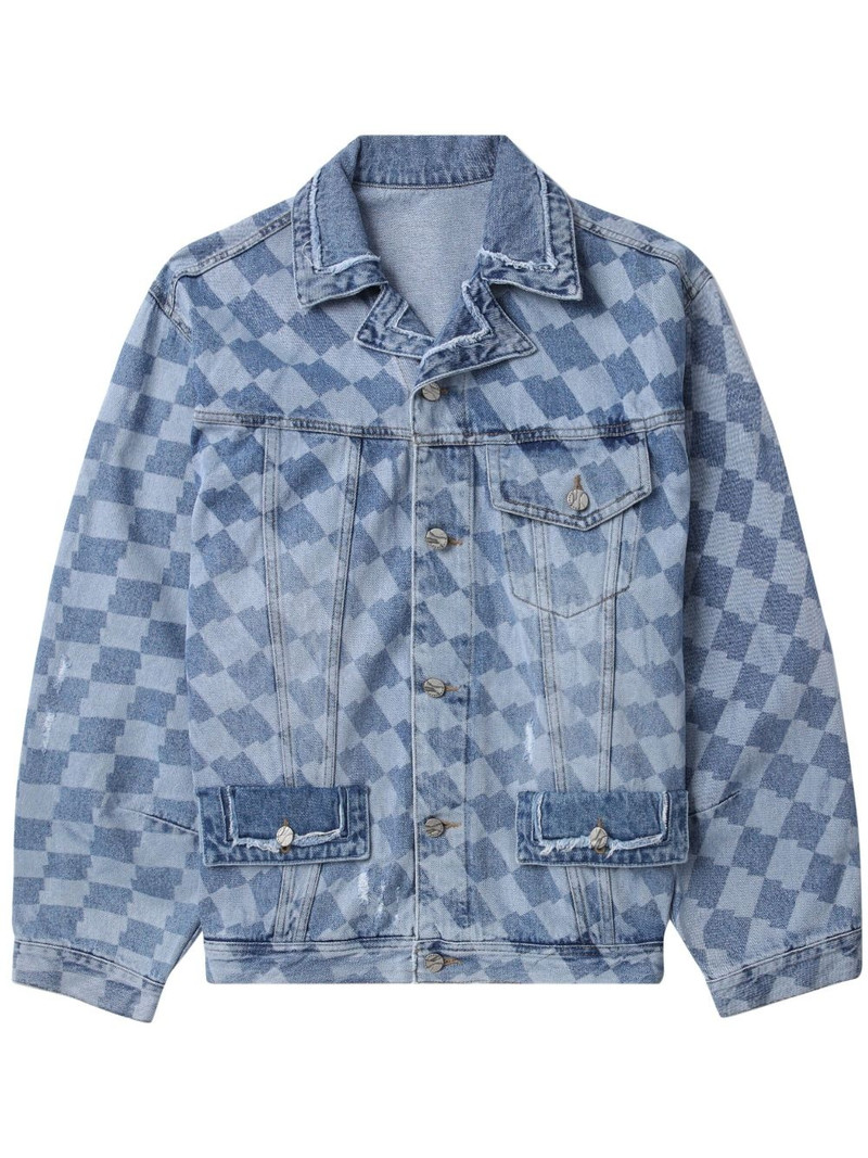 check-pattern denim jacket 1