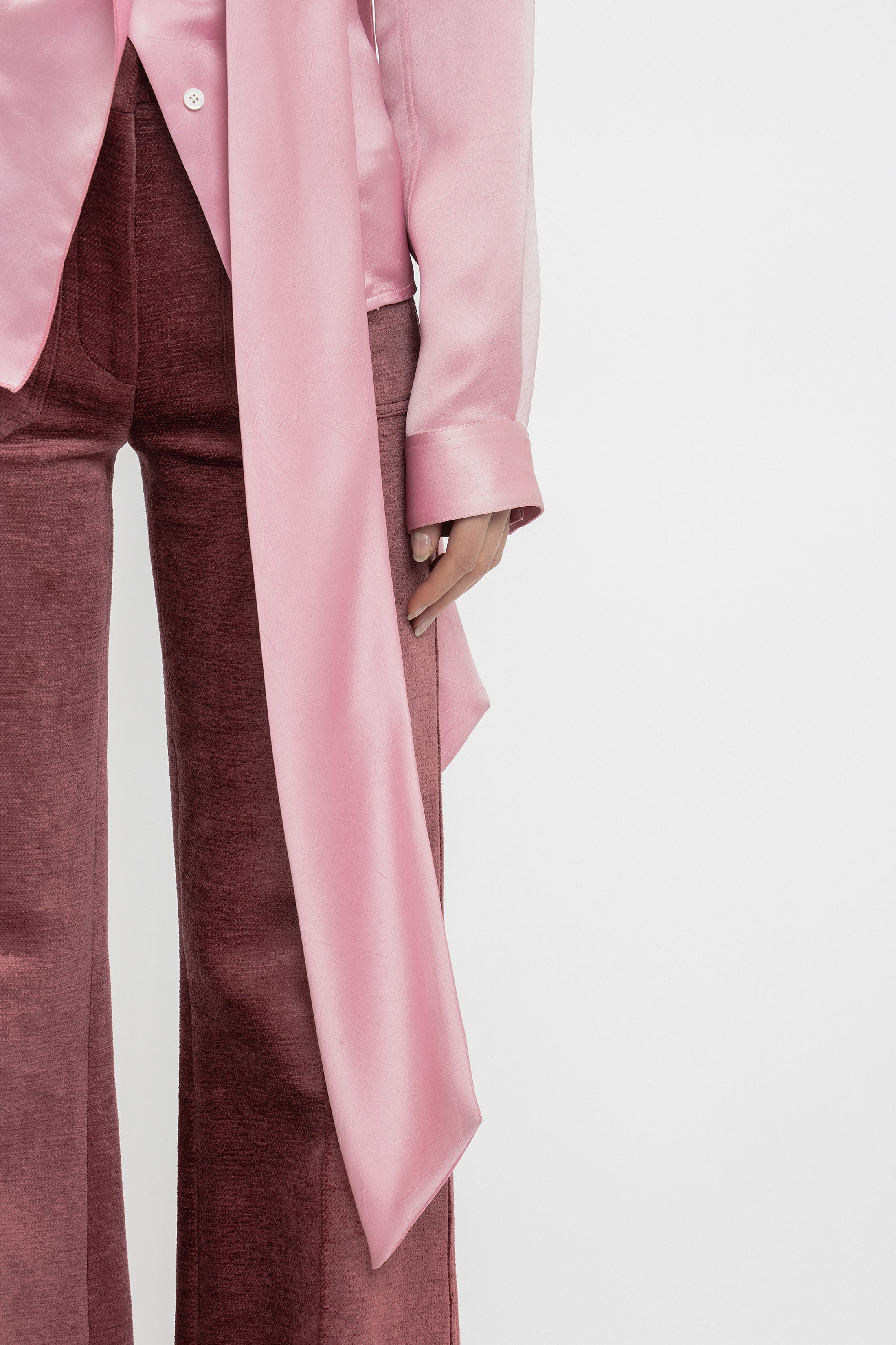 Scarf Neck Blouse In Rose - 7