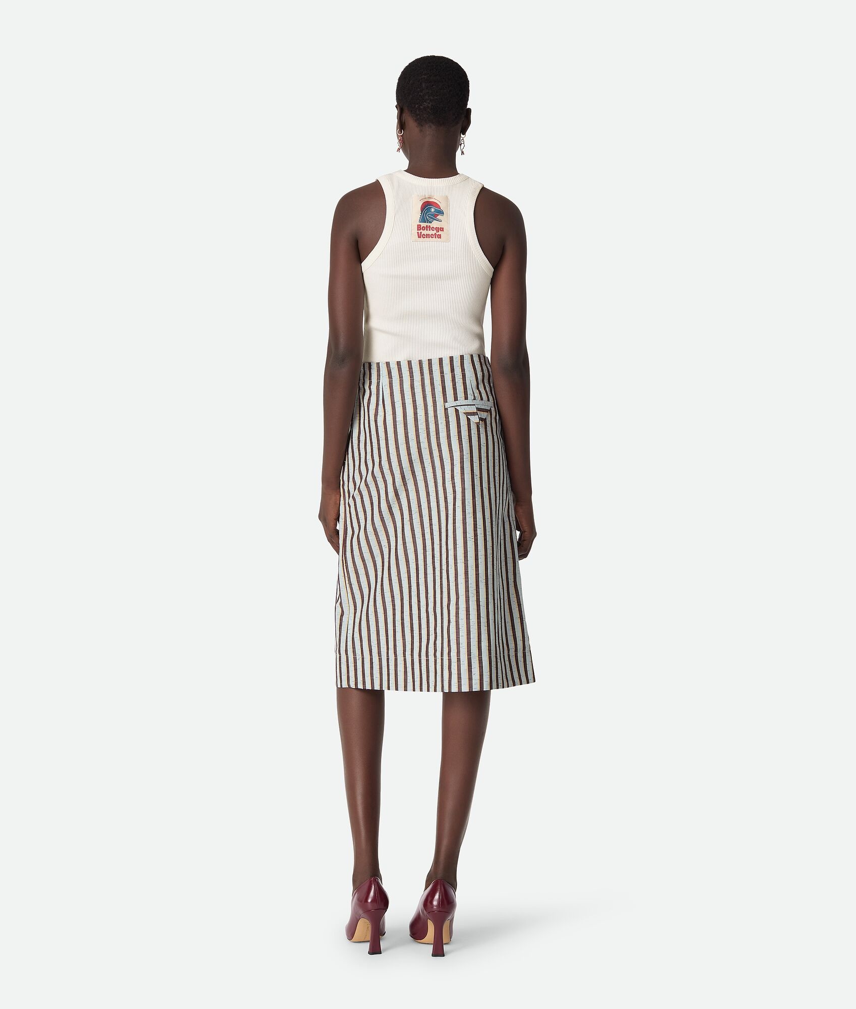 Cotton And Linen Stripe Skirt - 3