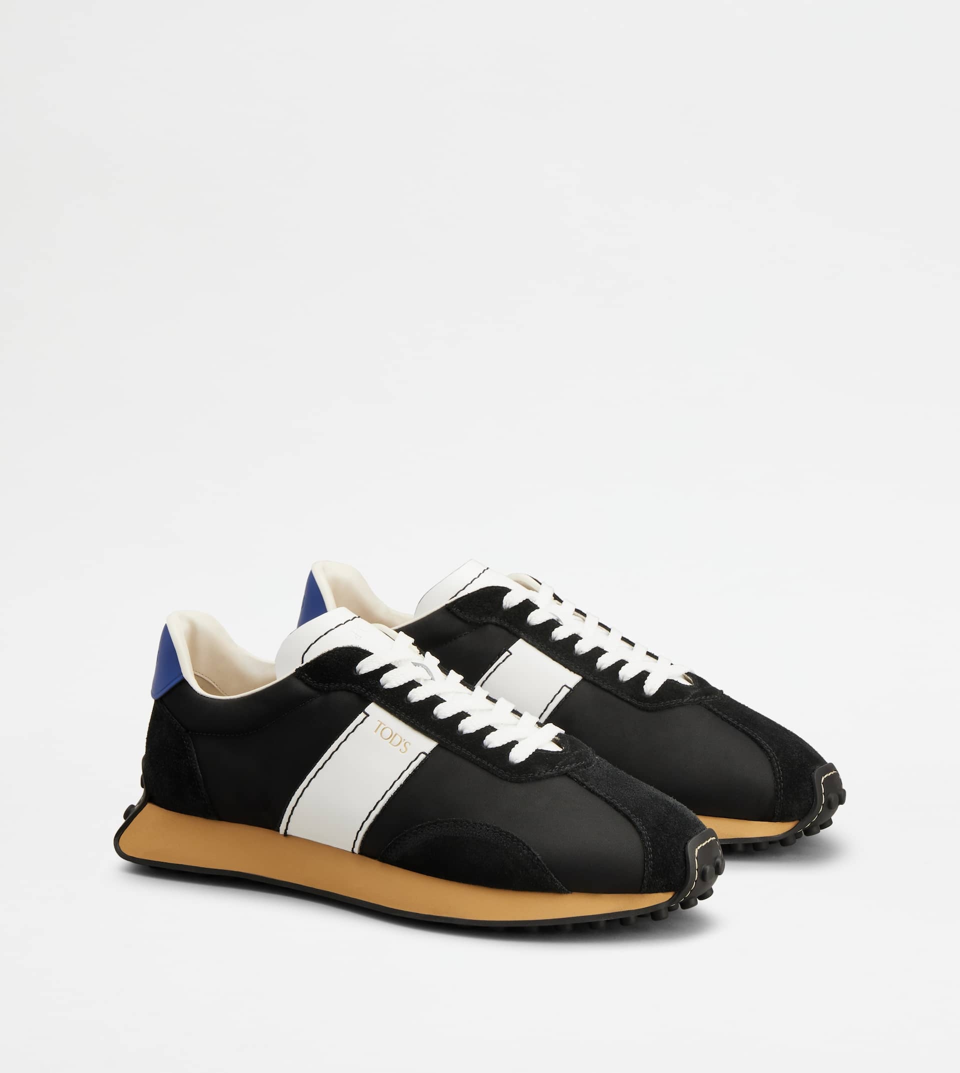 SNEAKERS IN LEATHER AND TECHNICAL FABRIC - BLACK, WHITE - 3