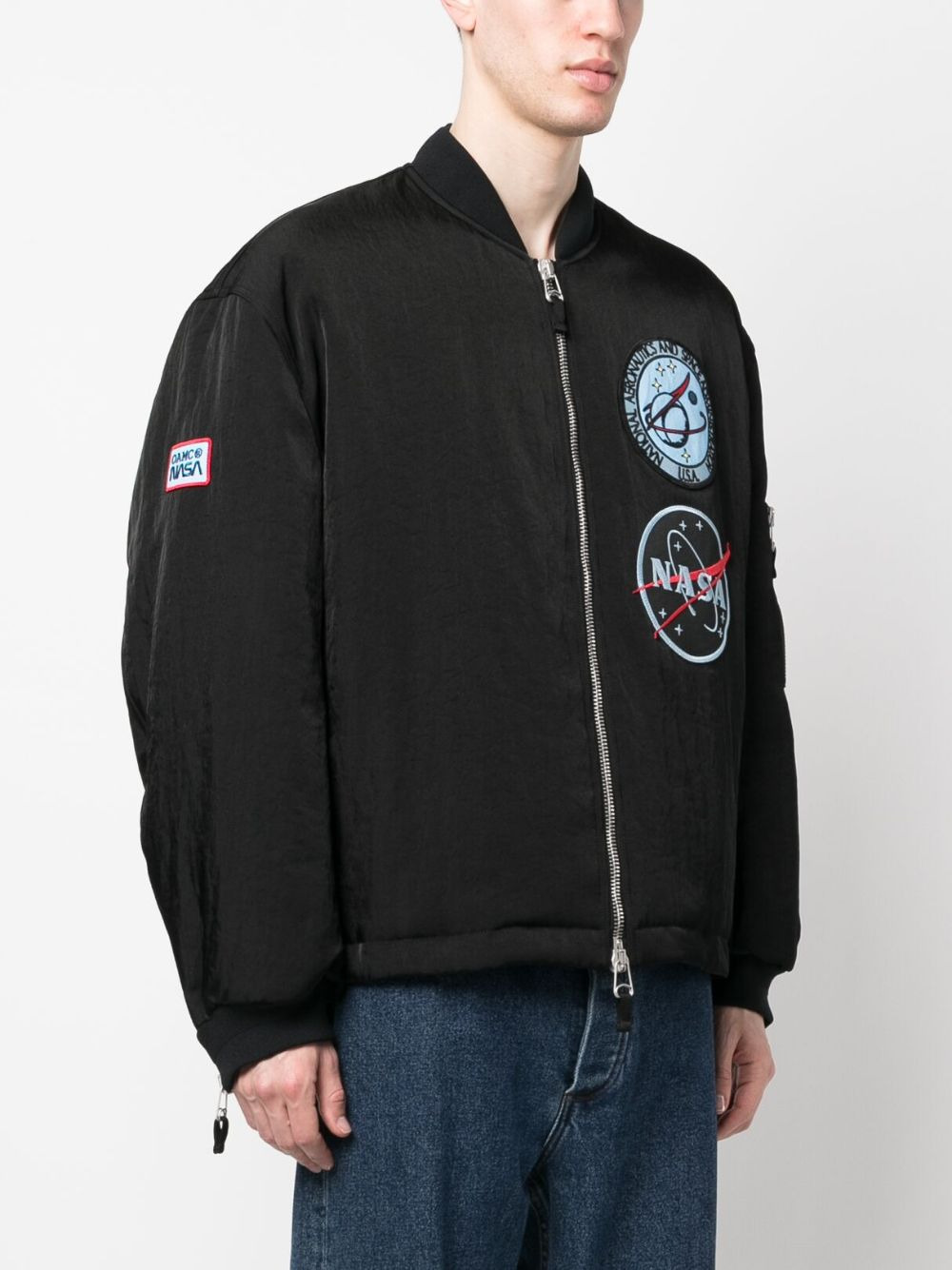 logo-patch cotton bomber jacket - 3