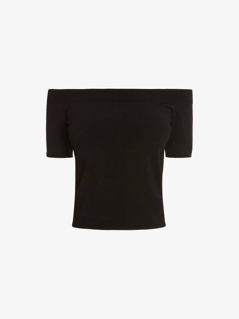 Women's Off-the-shoulder Knit Top in Black - 1