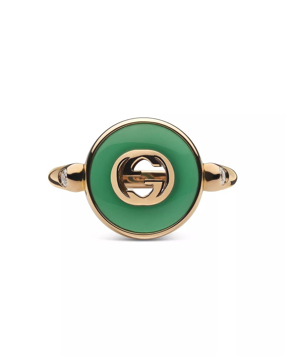 18K Rose Gold Interlocking Green Agate & Diamond Ring - 3