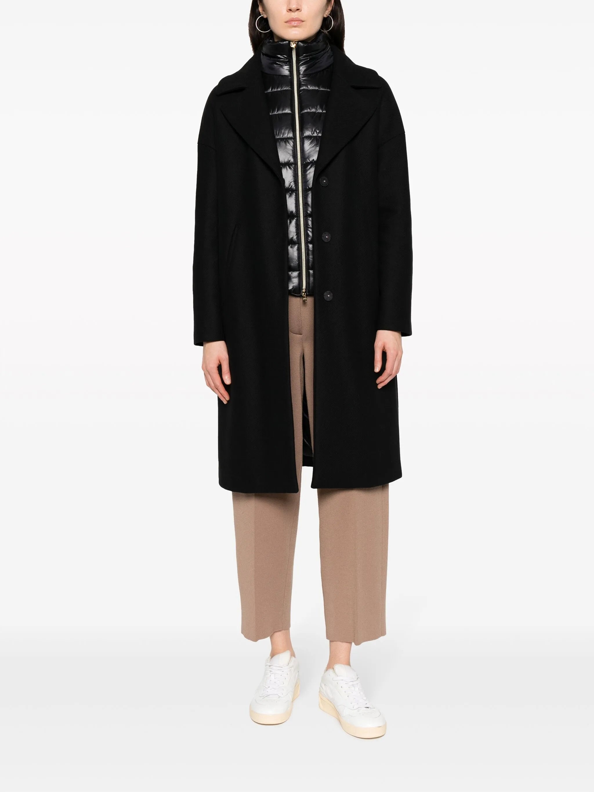 Padded-bib Single-breasted Coat - 3