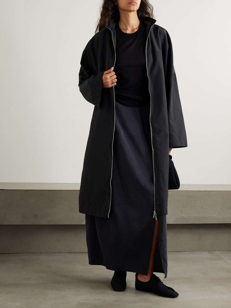 Totême Hooded recycled-shell coat Black outlook