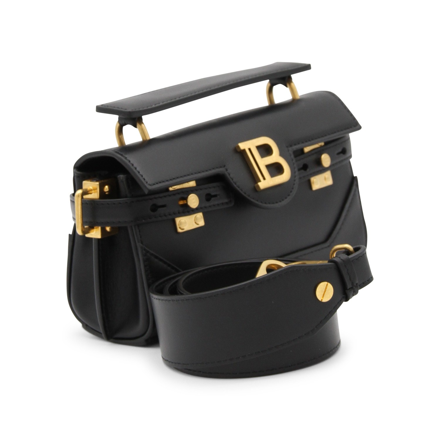 BLACK LEATHER SHOULDER BAG - 2