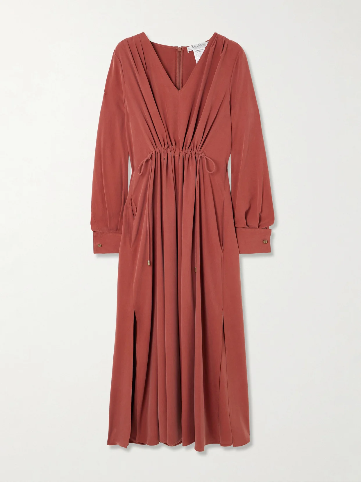 Gathered Silk Midi Dress - 1
