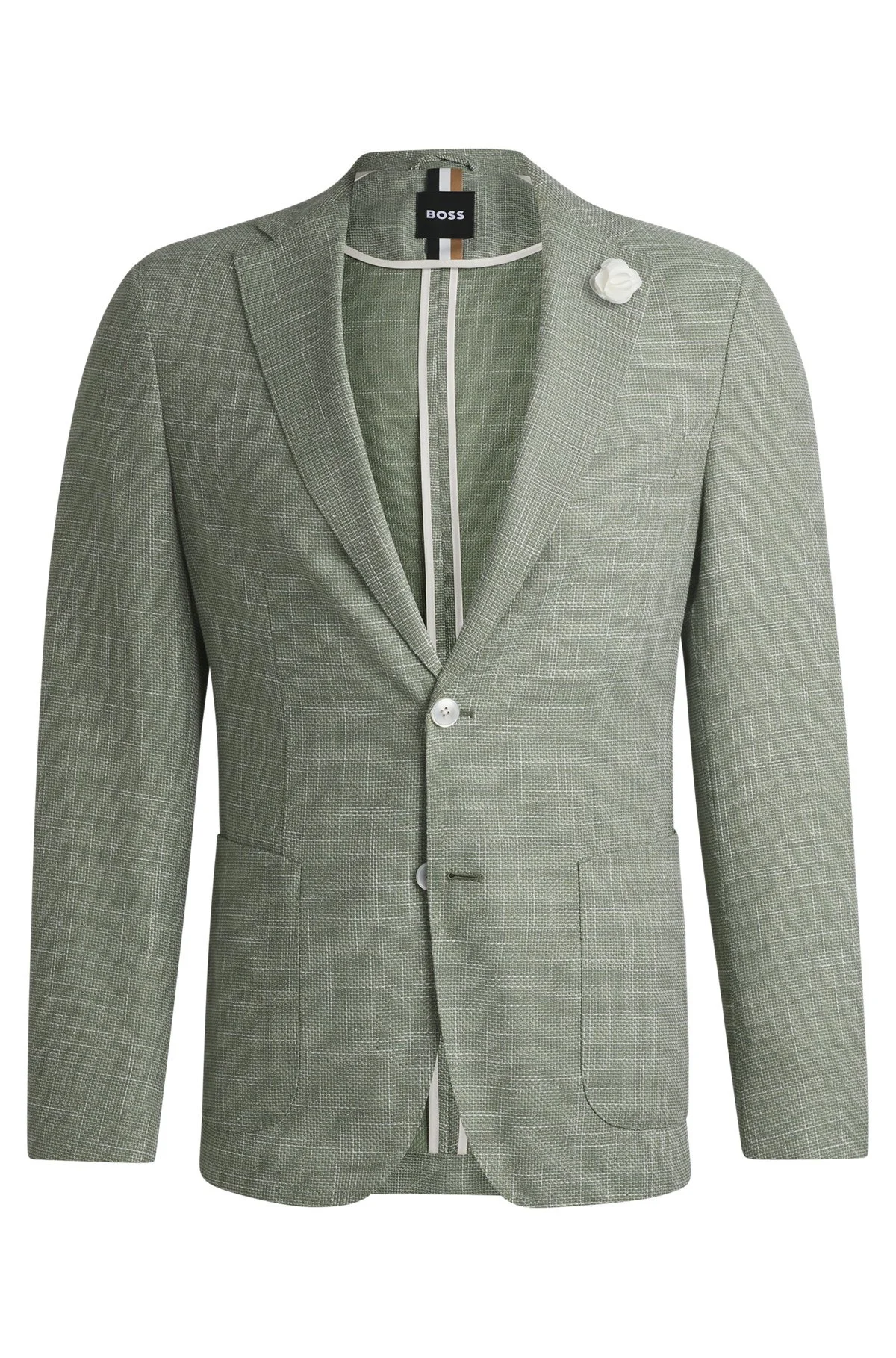 SLIM-FIT BLAZER IN MICRO-PATTERNED FABRIC - 1