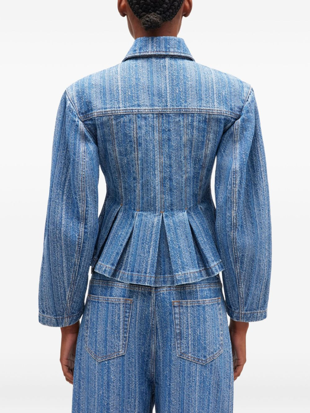 pleated denim jacket - 4