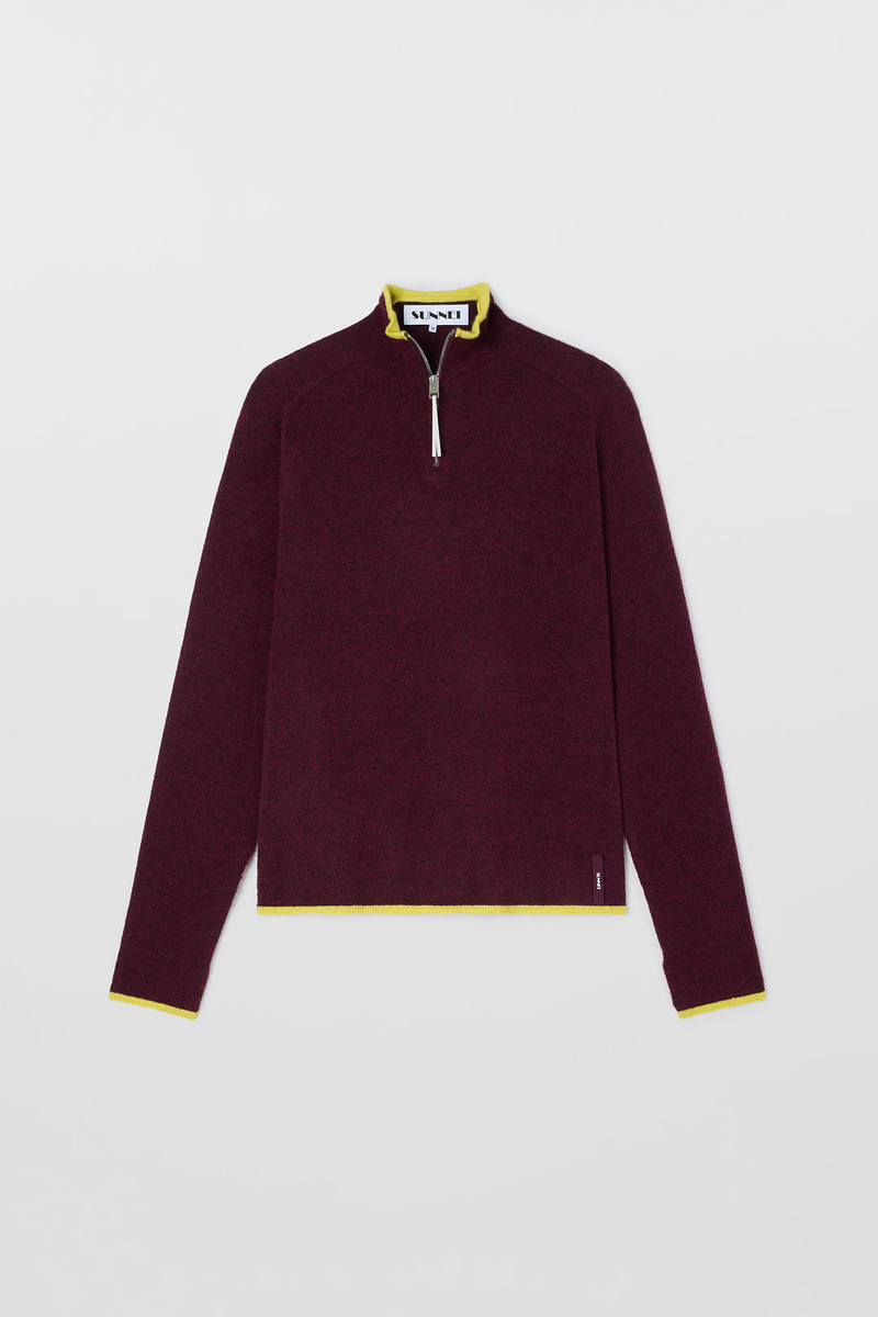 FITTED LONGSLEEVE W ZIP / burnt aubergine 1