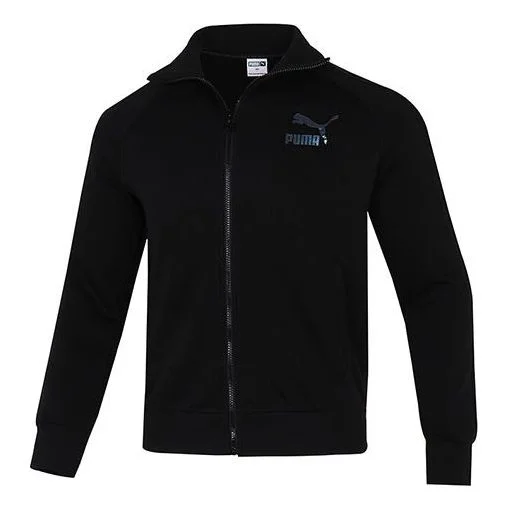 PUMA Iconic T7 Retro logo Sports Stand Collar Jacket Black 531377-95 - 1