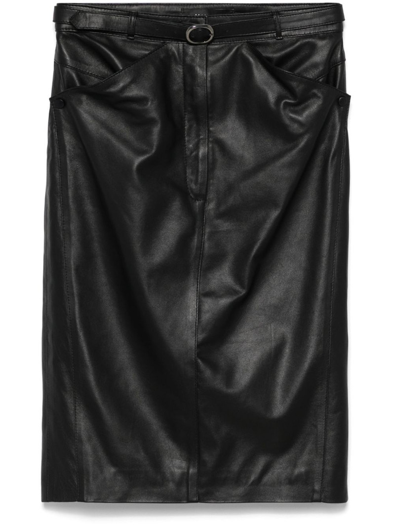 Amra belted leather skirt 1