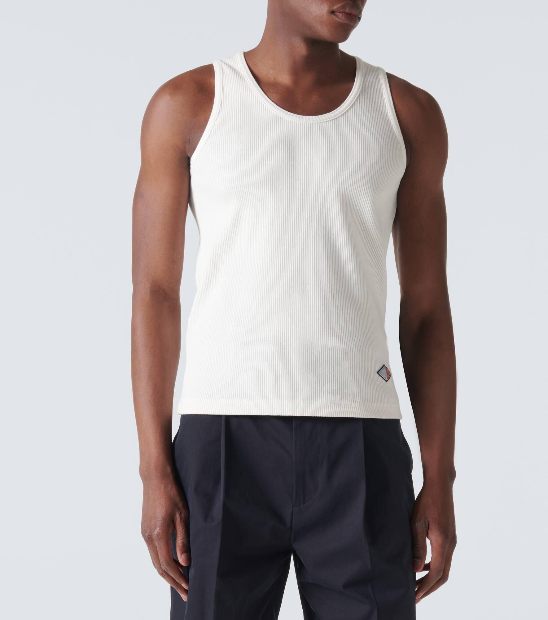 Logo ribbed-knit cotton tank top - 3