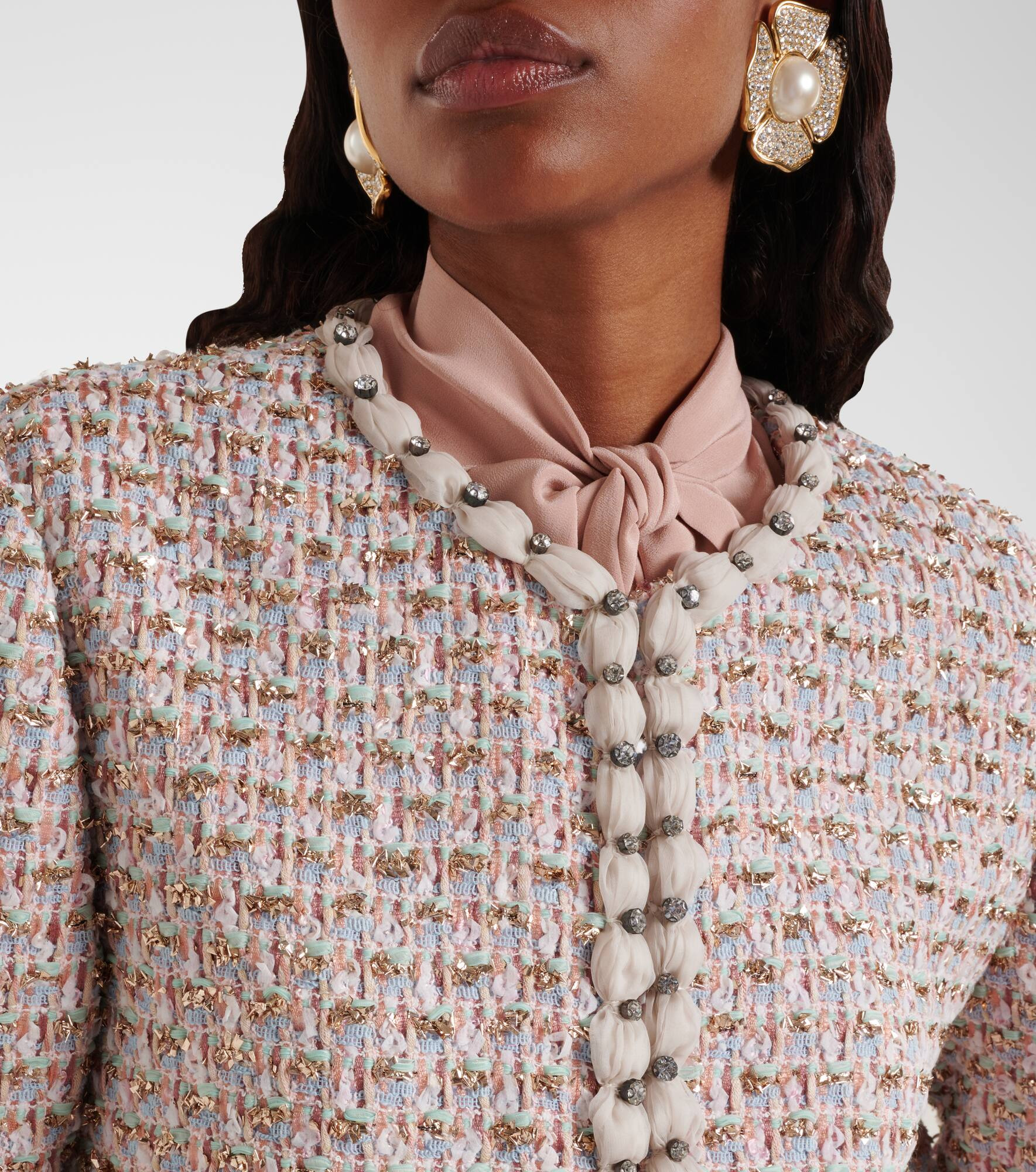 Embroidered tweed jacket - 4