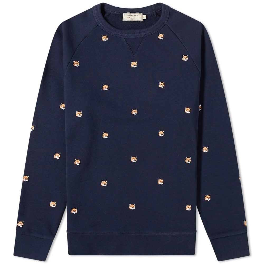 Maison Kitsuné All-Over Fox Head Embroidery Crew Sweat - 1