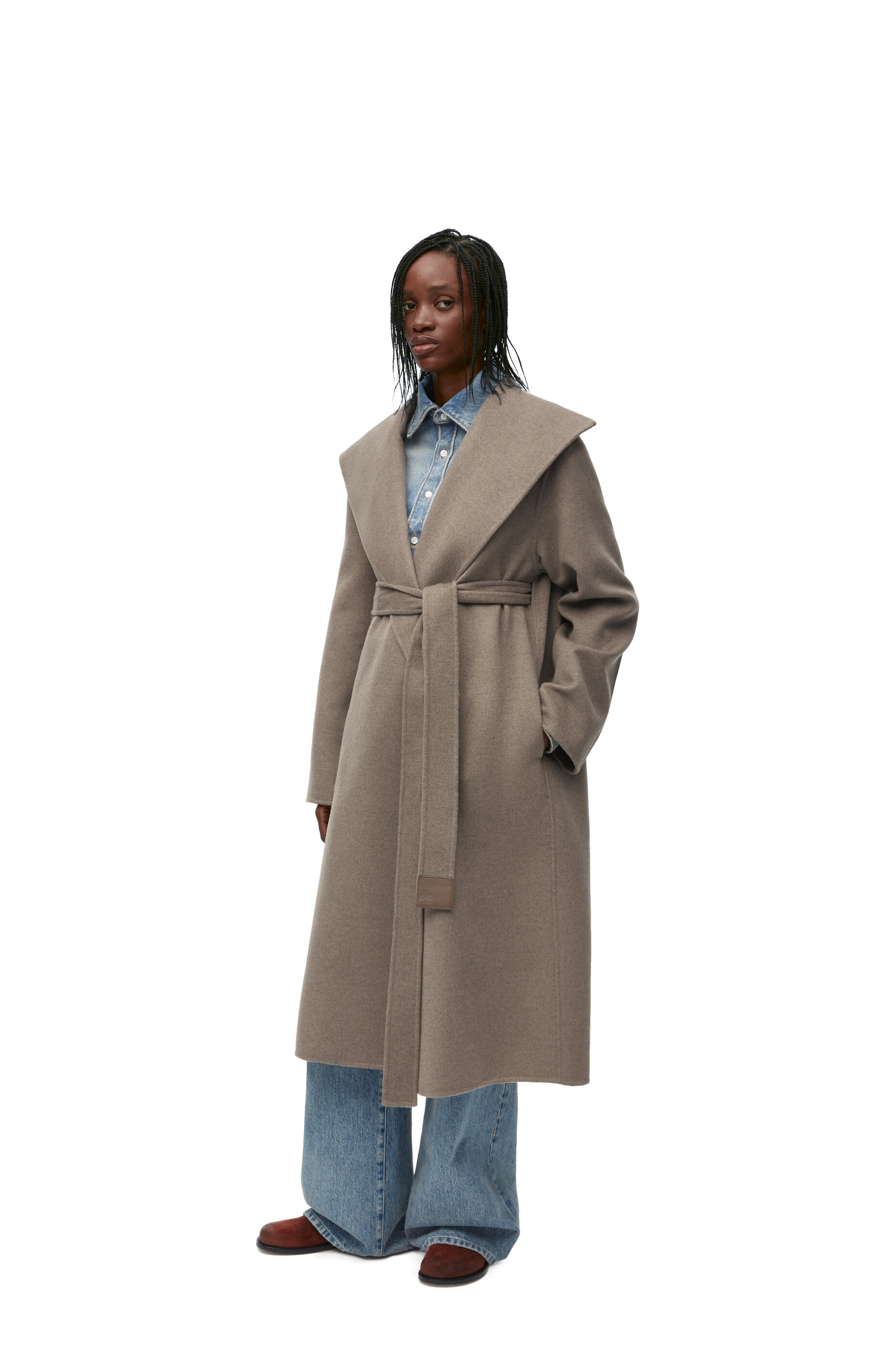 Belted coat in wool and cashmere - 3