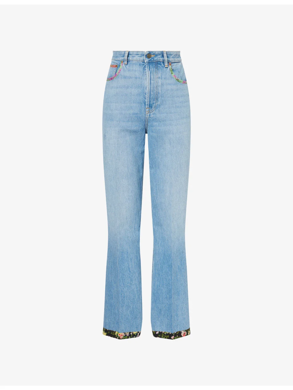 Printed-Trims Straight-Leg Denim Jeans - 1