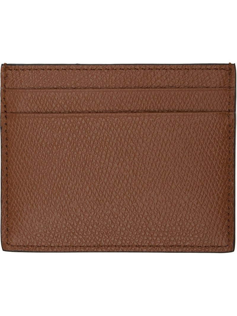 Valentino Tan VLogo Signature Grainy Calfskin Card Holder outlook