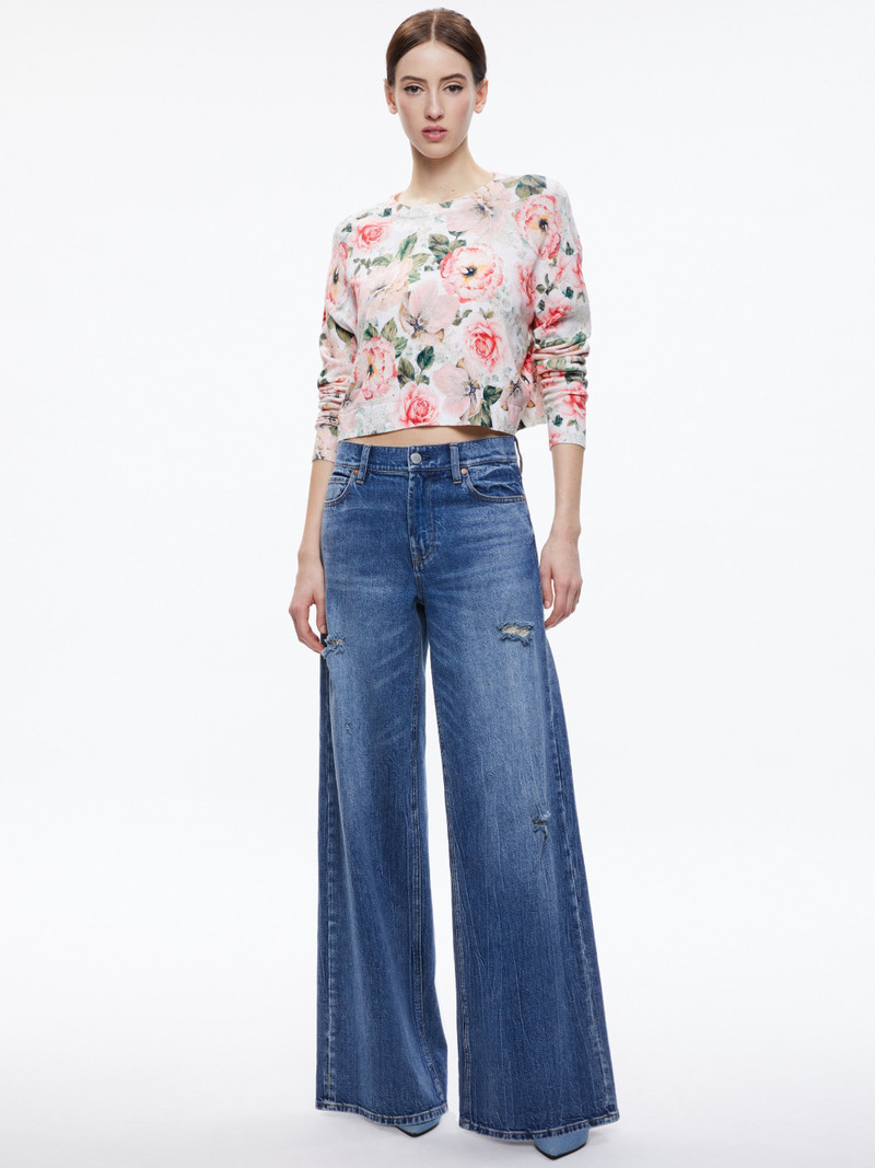 Alice + Olivia GLEESON PRINTED FLORAL PULLOVER outlook