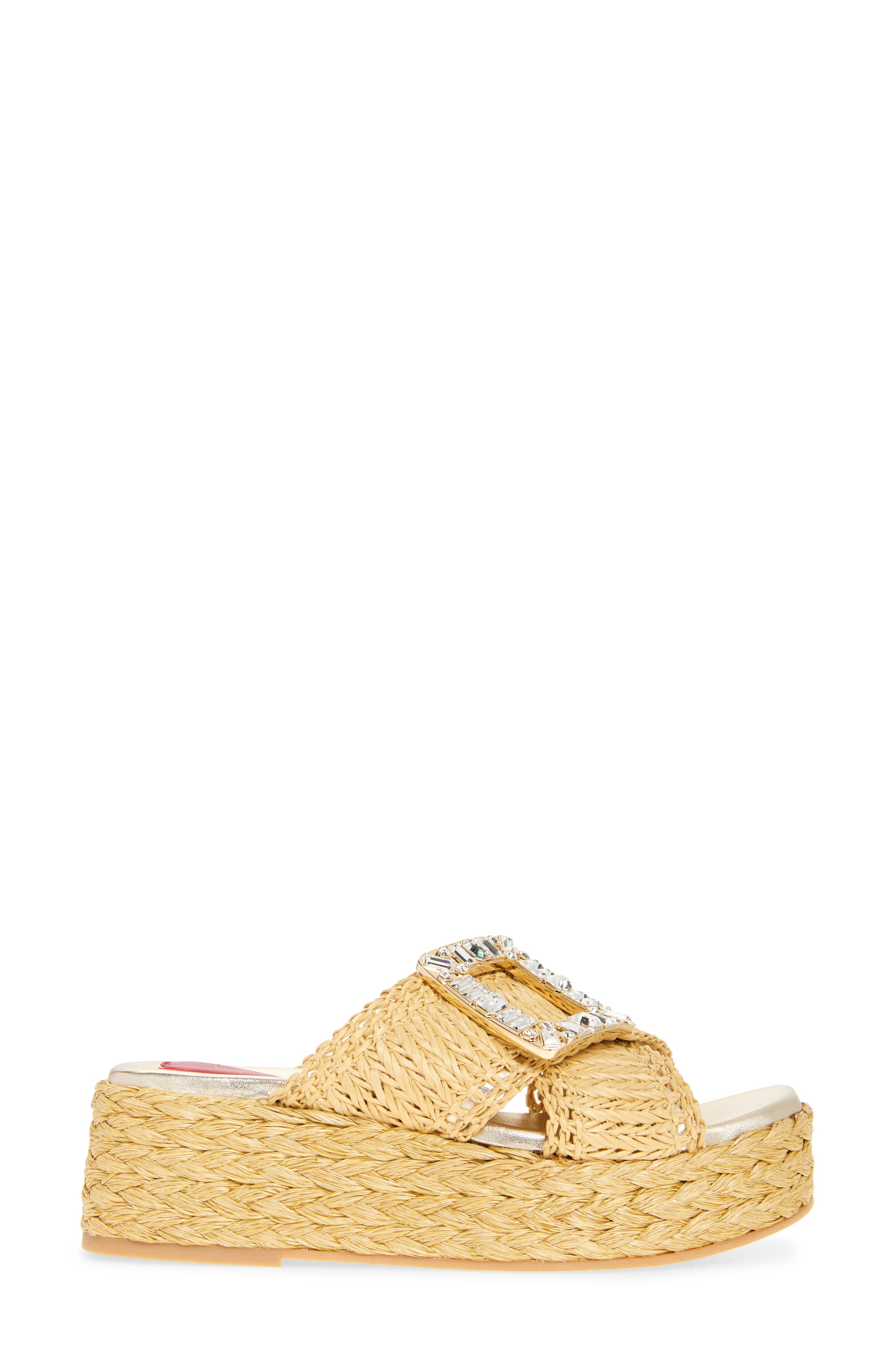 Roger Vivier Espadrille Platform Slide Sandal in Crema Chiaro at Nordstrom - 3