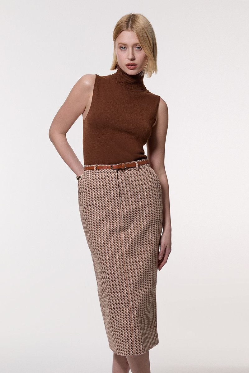 Jacquard Tailored Maxi Pencil Skirt 1