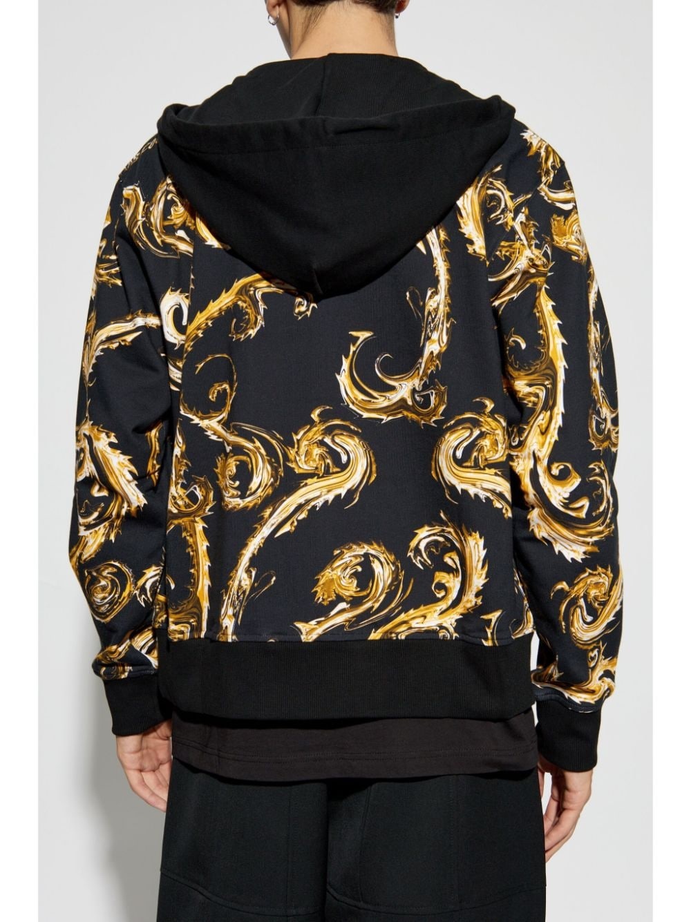 Barocco-print zip-up hoodie - 4