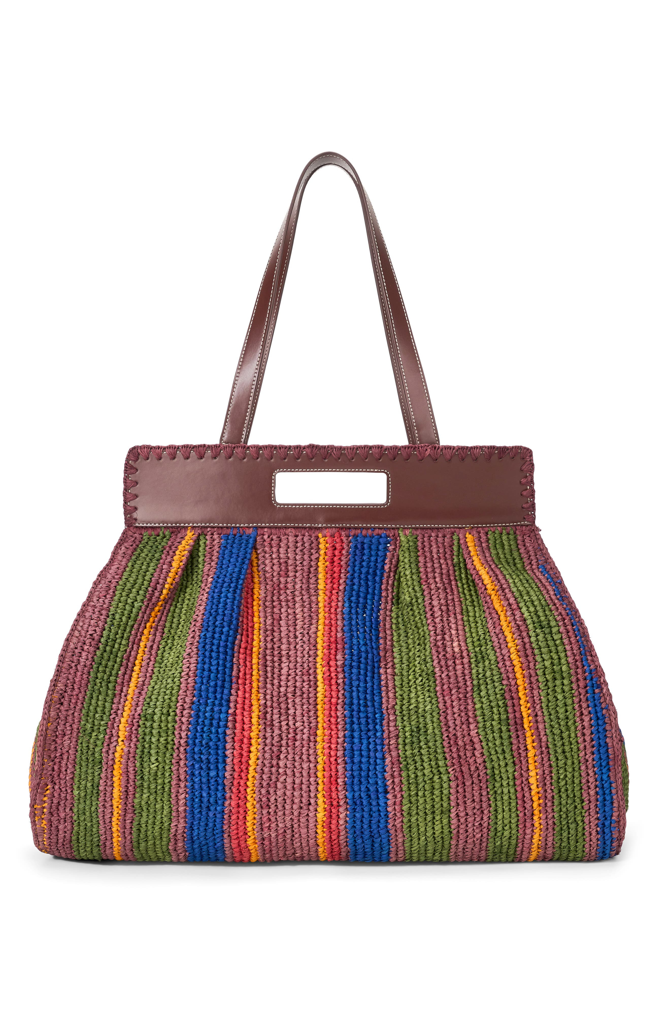 STAUD Rue Raffia Tote Bag in Jungle Stripe Raffia at Nordstrom - 4