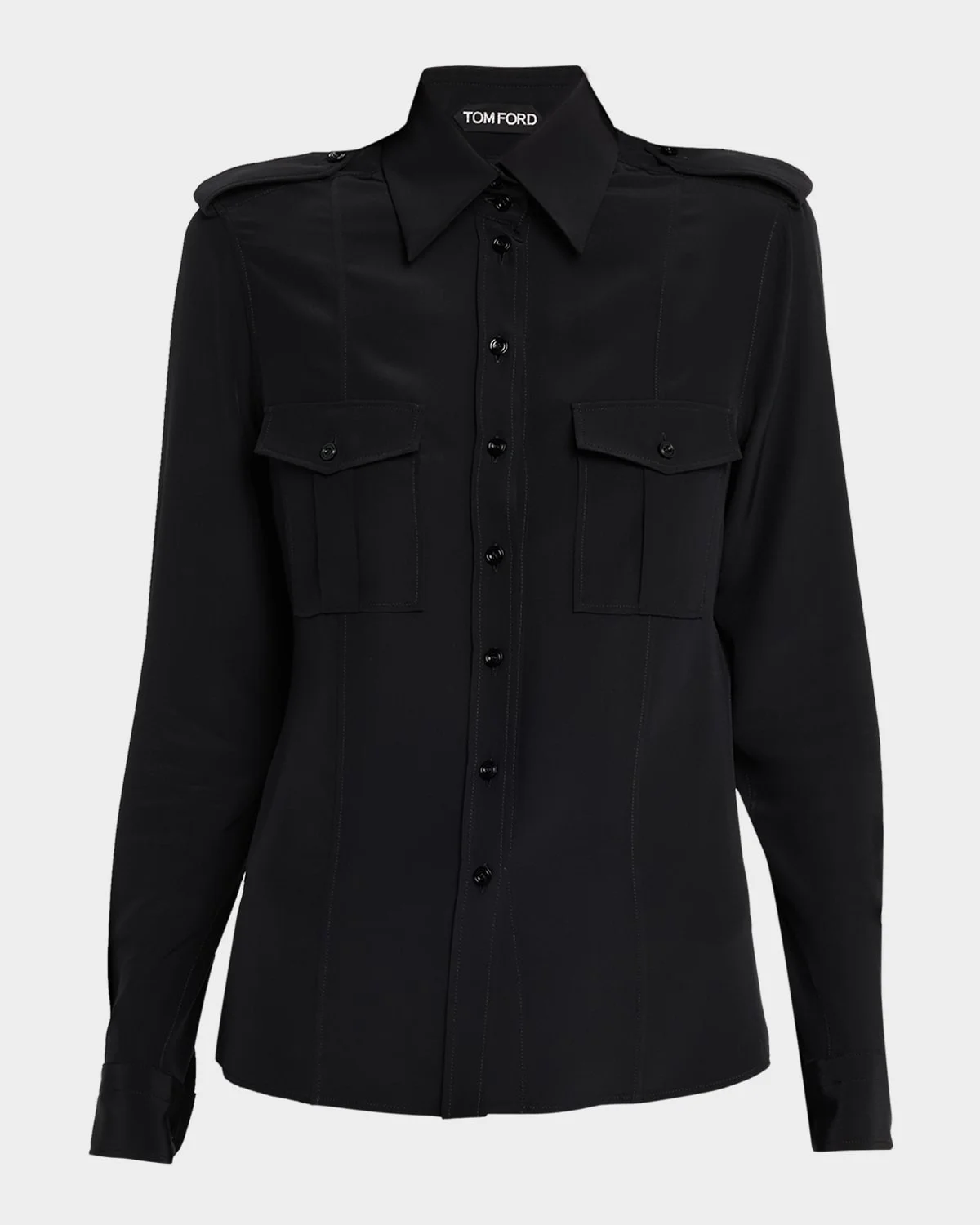Silk Crepe De Chine Military Shirt - 1