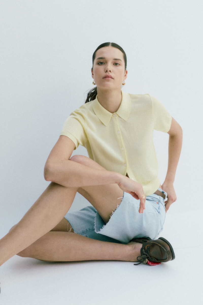 PISTOLA LUCCA SHORT SLEEVE POLO SWEATER - PALE YELLOW outlook