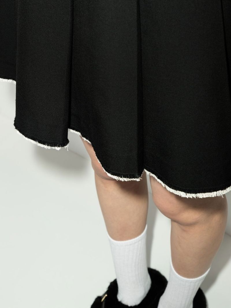 pleated raw-hem skirt - 4