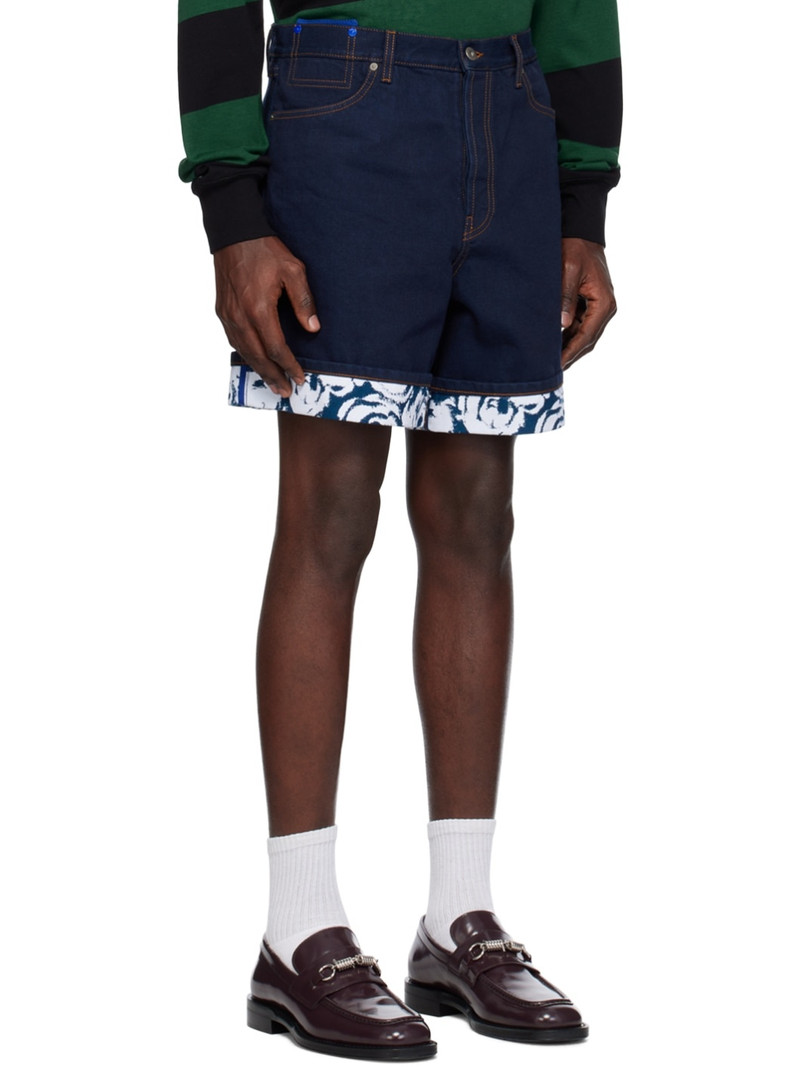 Indigo Flocked Denim Shorts 2