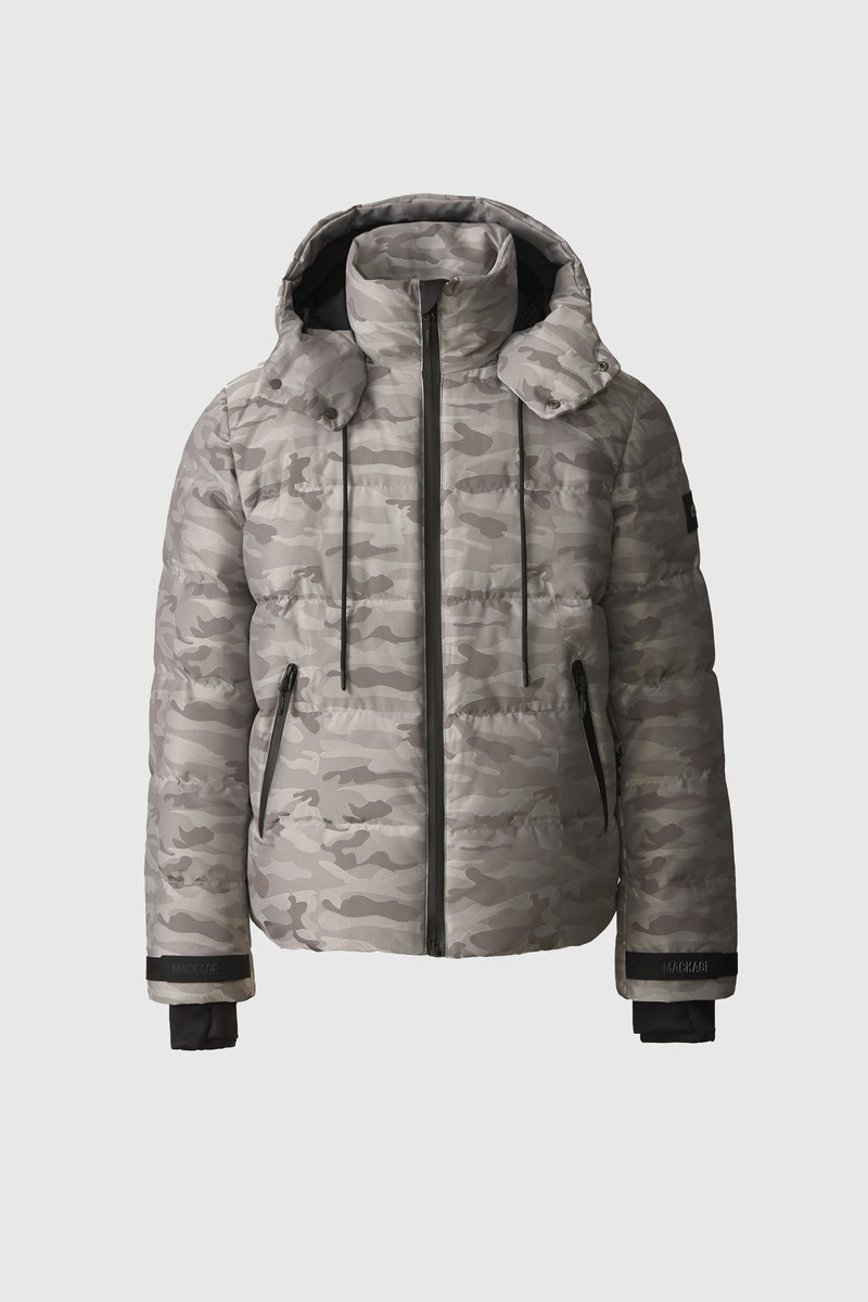 SAMUEL-JC Camo Jacquard Down Ski Jacket With Storm Visor 1