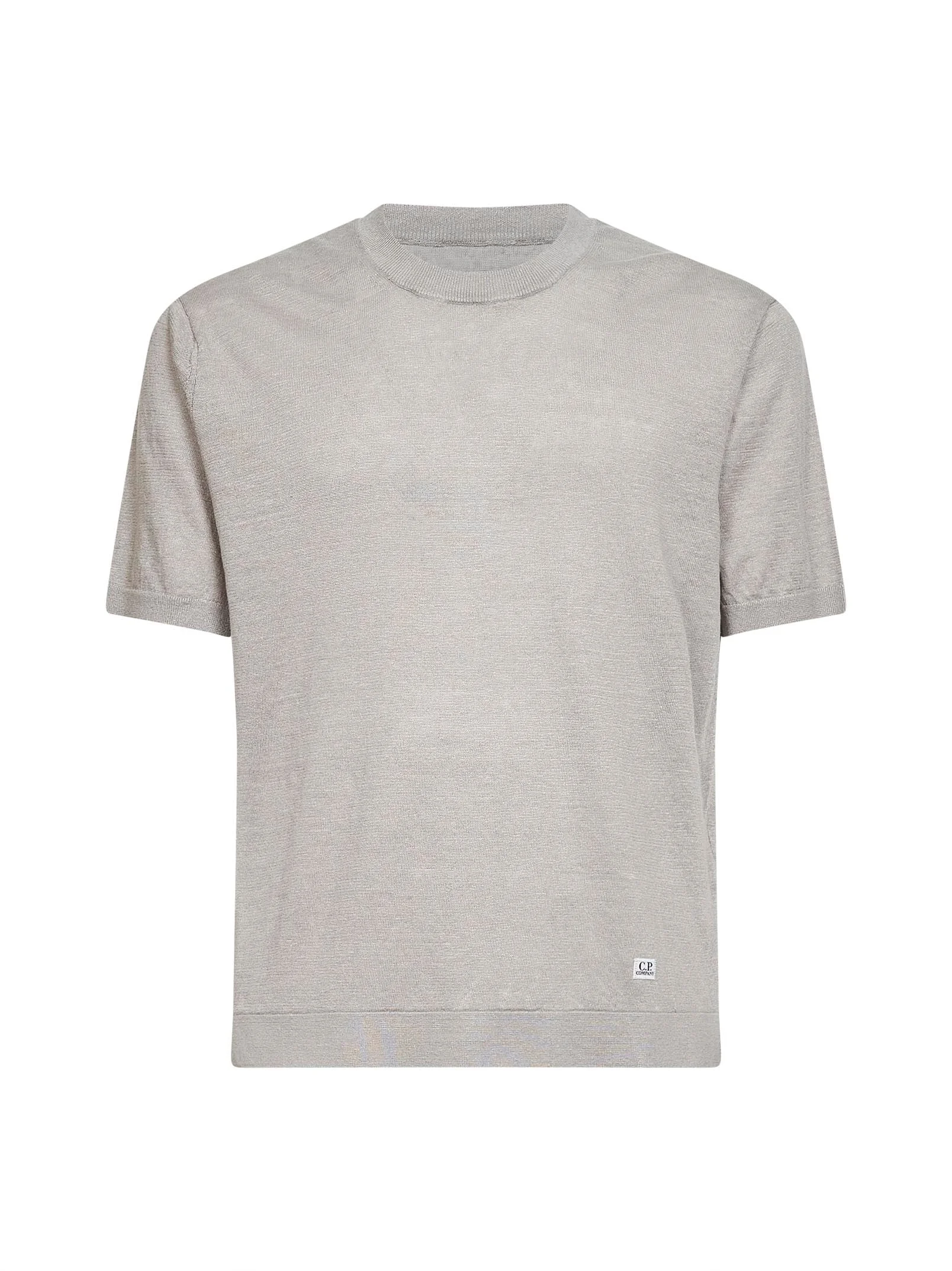 Dove grey linen knit short-sleeved T-shirt - 1