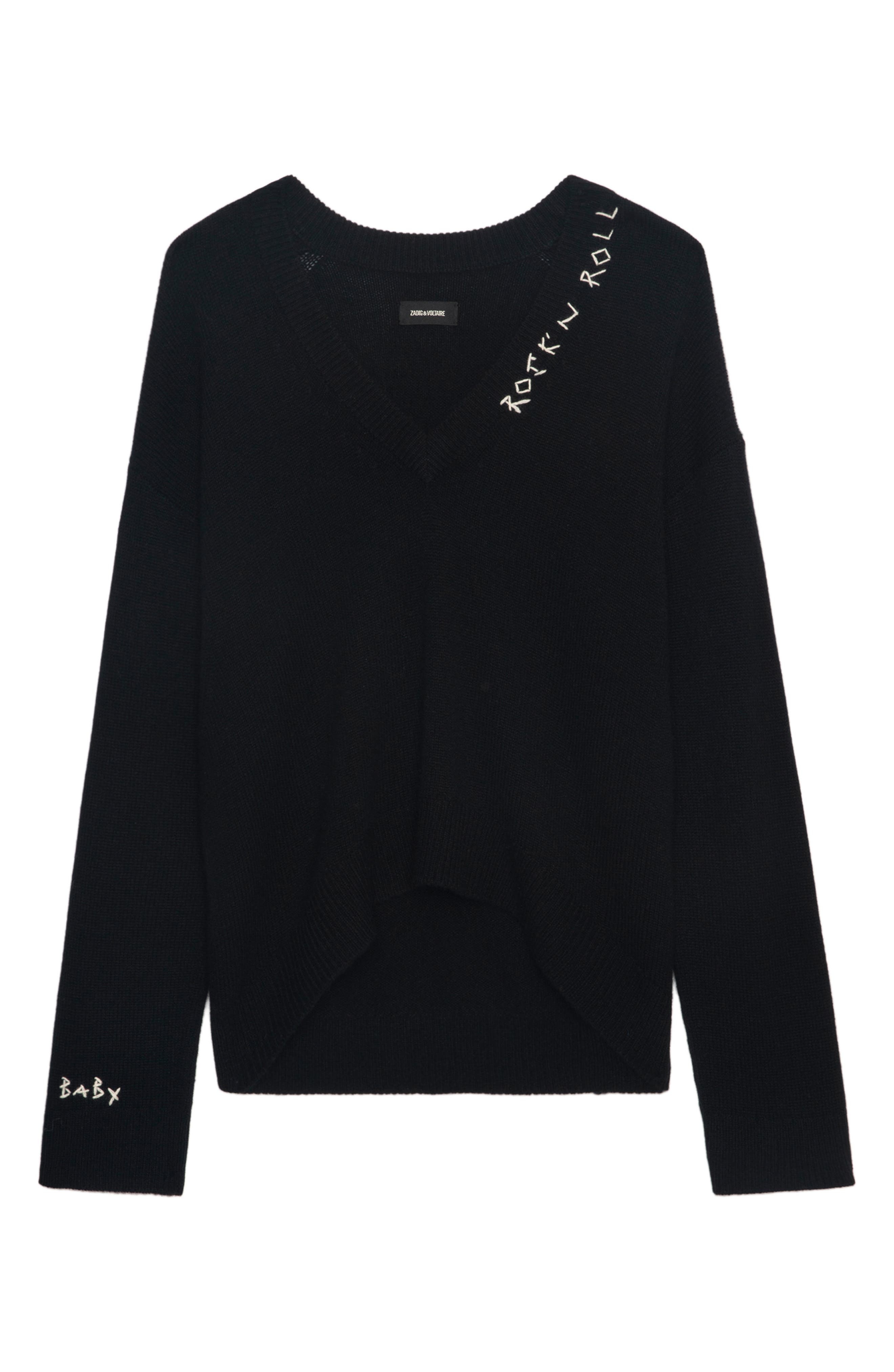 Zadig & Voltaire Miky R&R Cashmere Sweater in Black at Nordstrom - 5