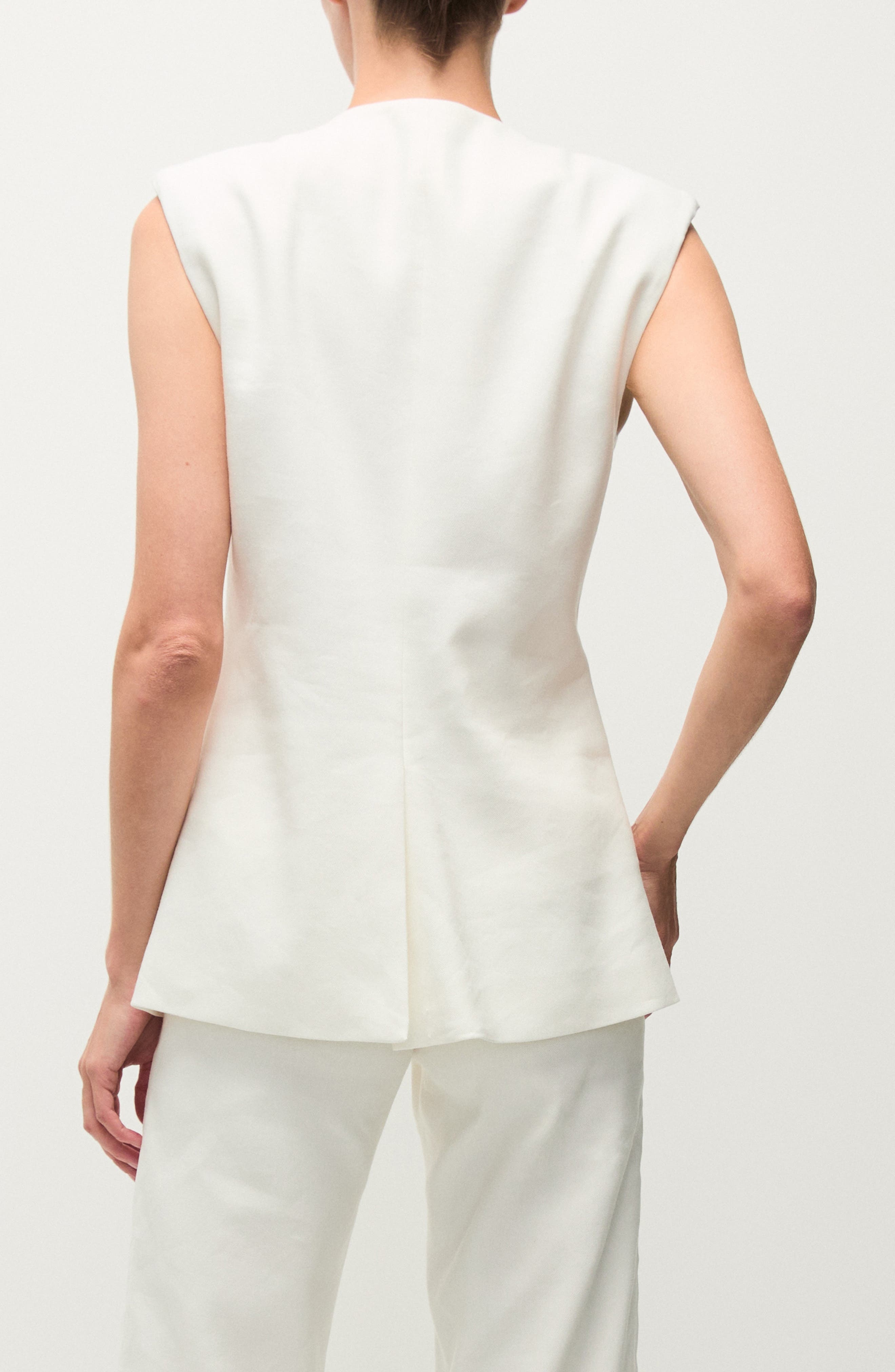 Veronica Beard Tamara Linen Blend Vest in Off White at Nordstrom - 2