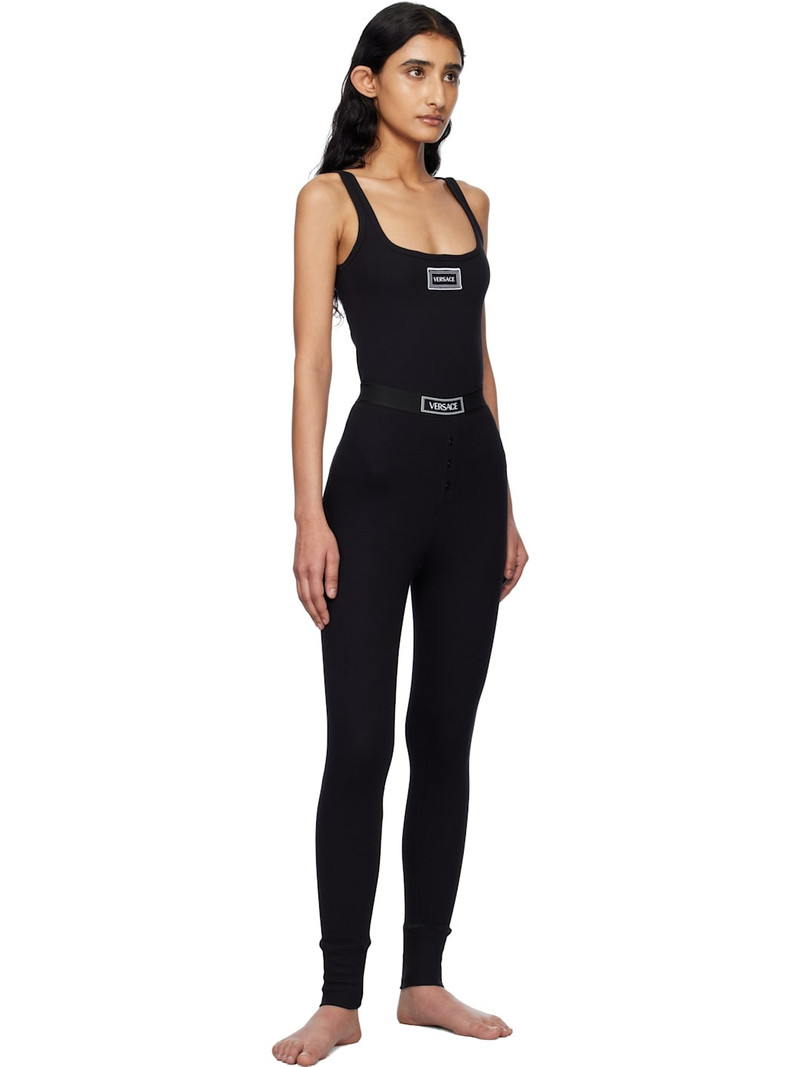 VERSACE Black 90s Vintage Logo Ribbed Leggings outlook
